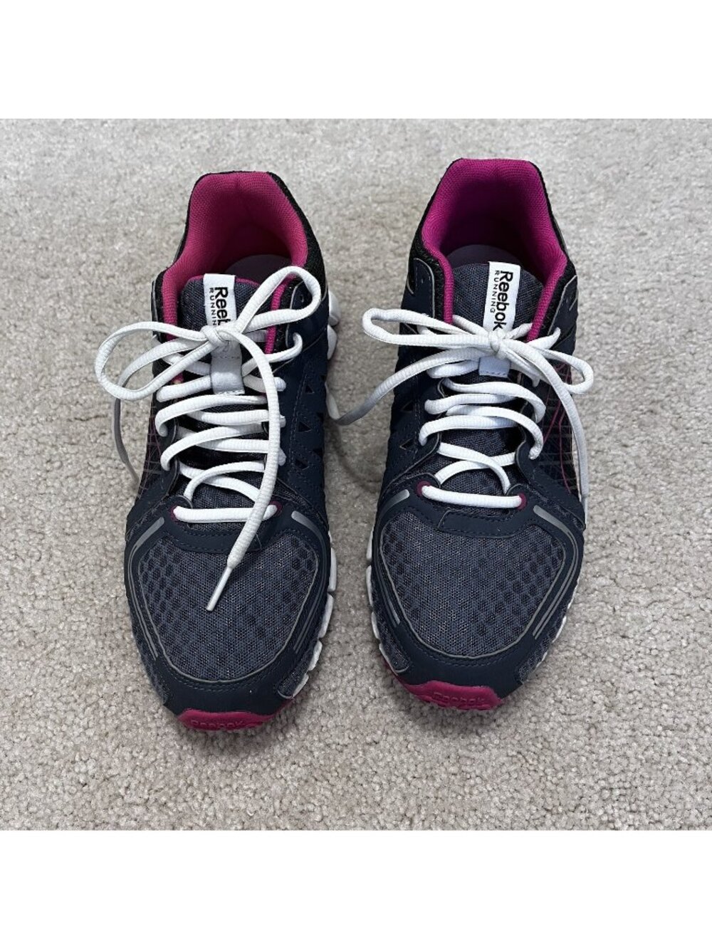 Reebok Gray Pink Lace Up Running Walking Sneakers